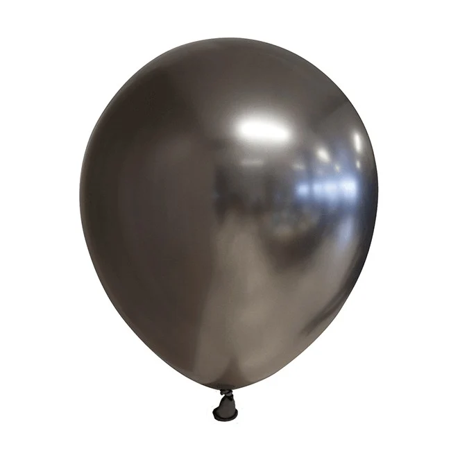 12 db-os léggömb készlet, Vivimall, króm latex, 25 cm, fekete