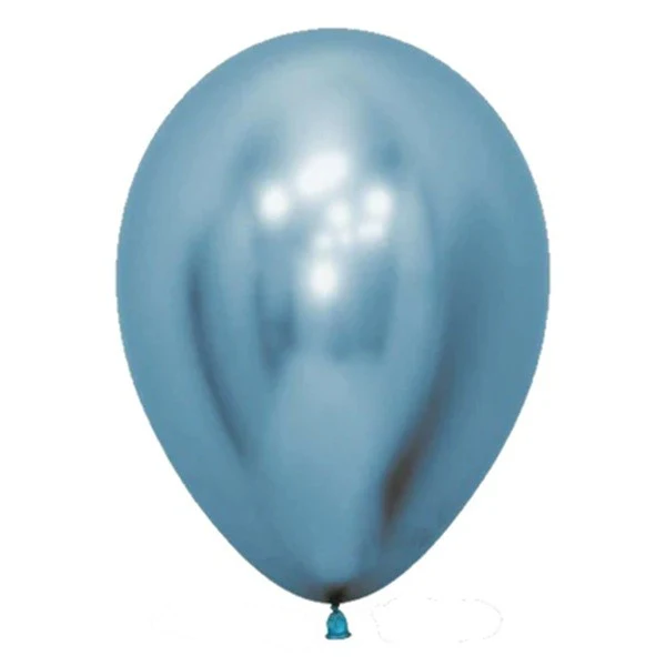 12 db-os léggömb készlet, Vivimall, króm latex, 13 cm, világoskék