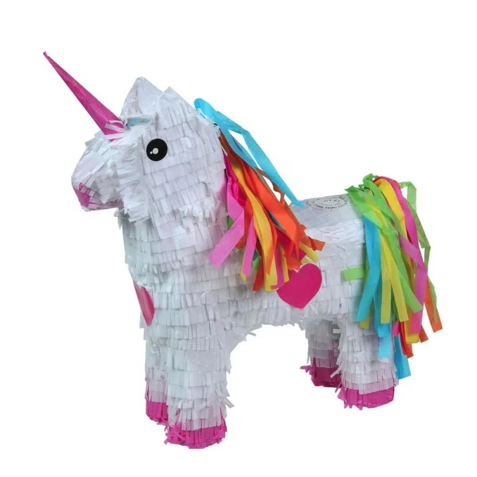 Egyszarvú Pinata bulihoz, Vivimall, Papír és karton Pinata, Gyerek Pinata, 50 x 35 x 10 cm, Fehér