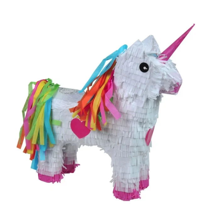 Egyszarvú Pinata bulihoz, Vivimall, Papír és karton Pinata, Gyerek Pinata, 50 x 35 x 10 cm, Fehér
