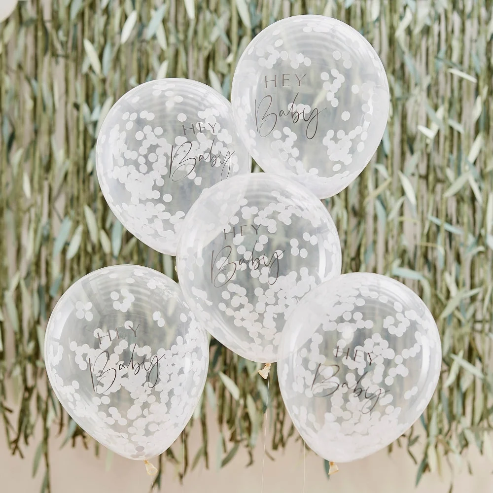 Gingerray latex léggömbök Hey Baby Shower konfetti léggömbök