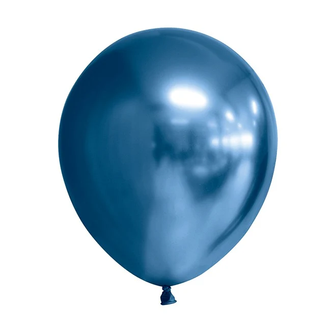 12 db léggömb készlet, Vivimall, króm latex, 25 cm, sötétkék