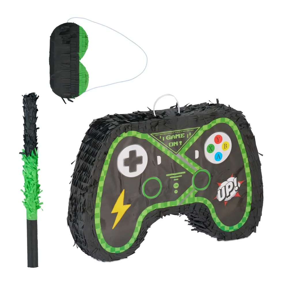 Pinata Gamepad kontroller partihoz, Vivimall, Papír és karton, Pinata bulikhoz, 42 x 28 x 8 cm, Fekete