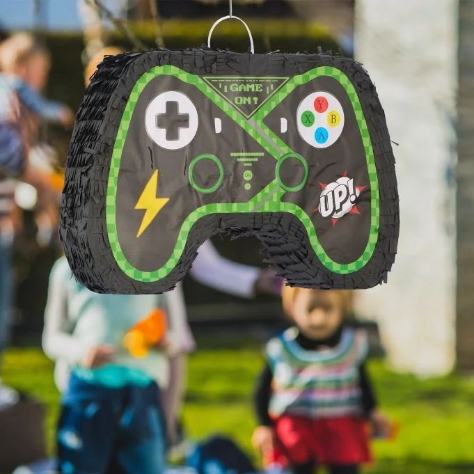 Pinata Gamepad kontroller partihoz, Vivimall, Papír és karton, Pinata bulikhoz, 42 x 28 x 8 cm, Fekete