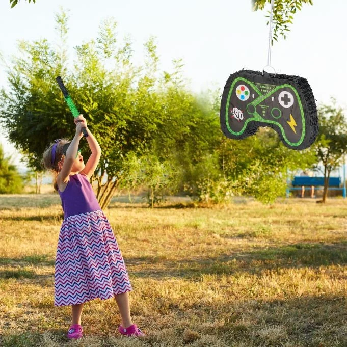 Pinata Gamepad kontroller partihoz, Vivimall, Papír és karton, Pinata bulikhoz, 42 x 28 x 8 cm, Fekete