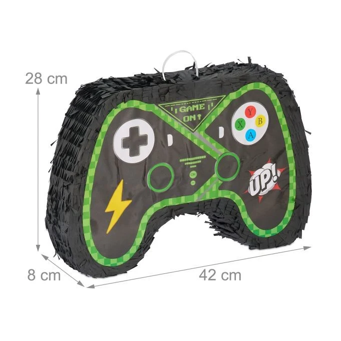 Pinata Gamepad kontroller partihoz, Vivimall, Papír és karton, Pinata bulikhoz, 42 x 28 x 8 cm, Fekete