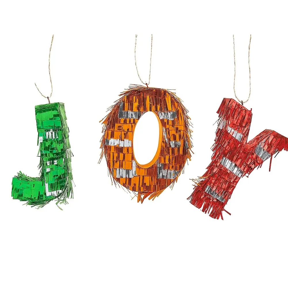 Pinata Mini JOY, Vivimall, Parti kiegészítő, 3 db-os készlet, krepp papírból és kartonból, parti pinata, 40 x 27 x 8 cm, z...
