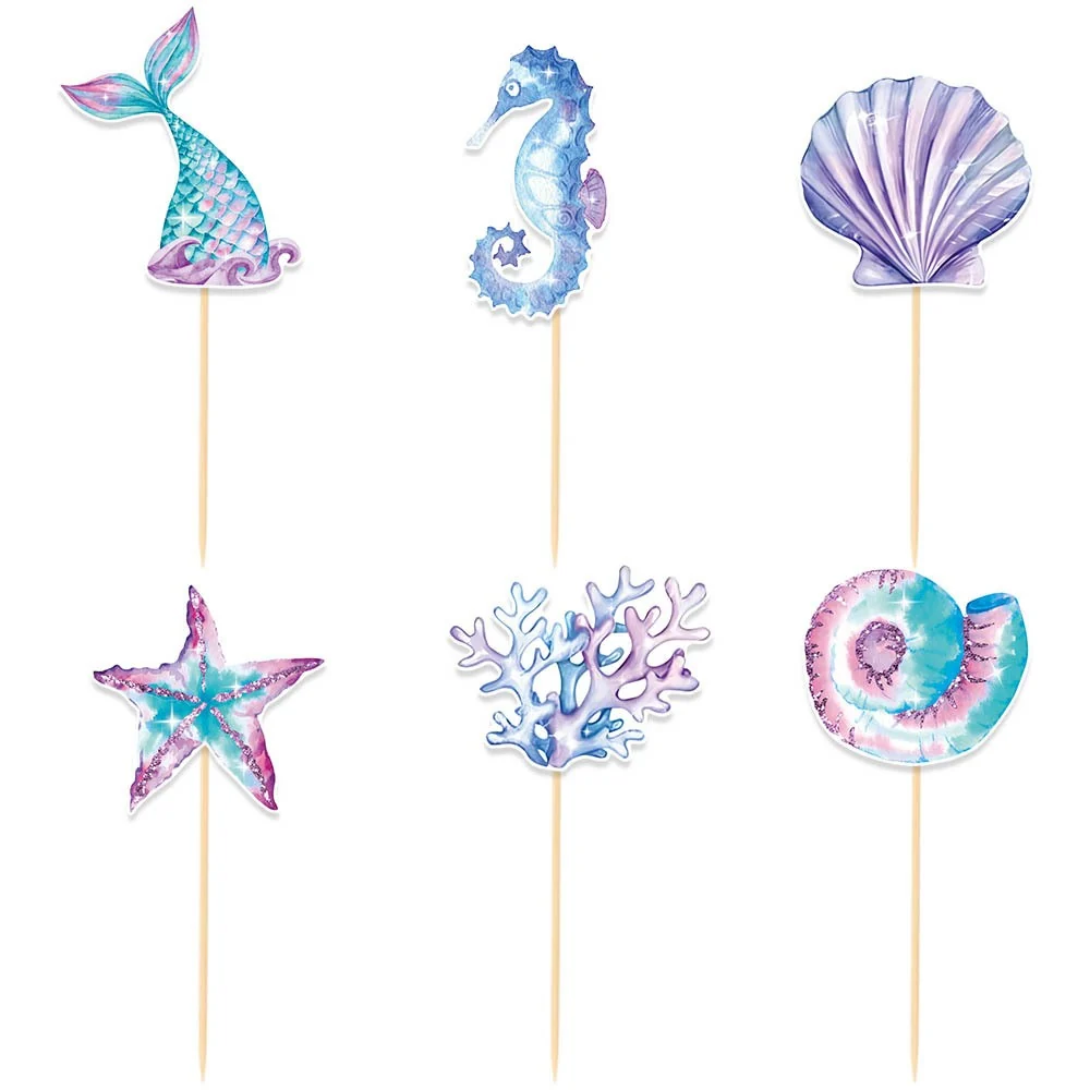 6 sellő sütemény dísz, Vivimall, Mermaid kollekció, Többszínű