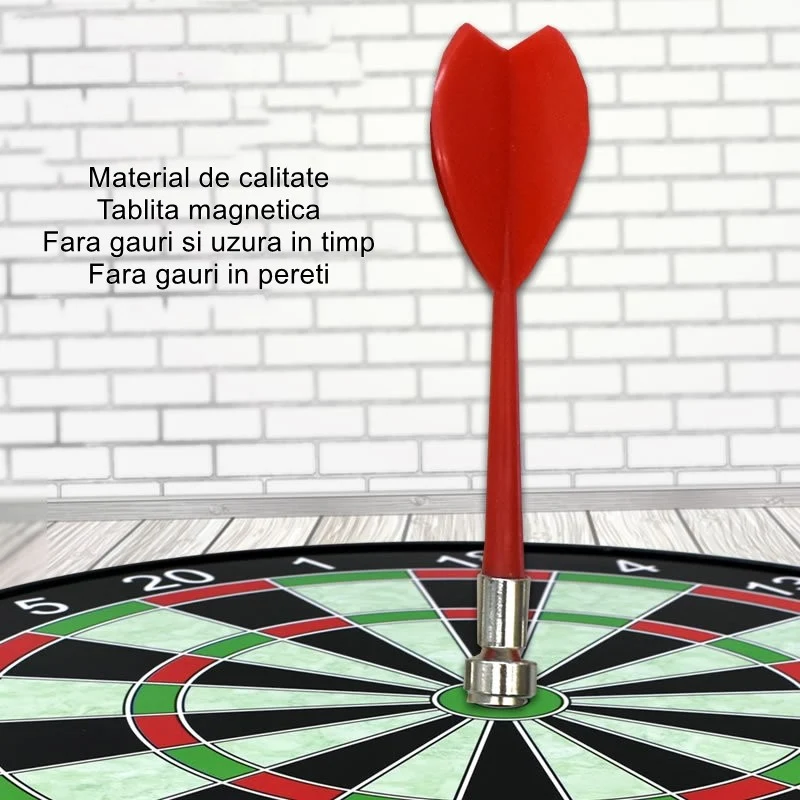 Vivimall darts készlet, 4 nyíllal, mágneses, 28.6 x 28.6 cm, klasszikus dizájn, többszínű