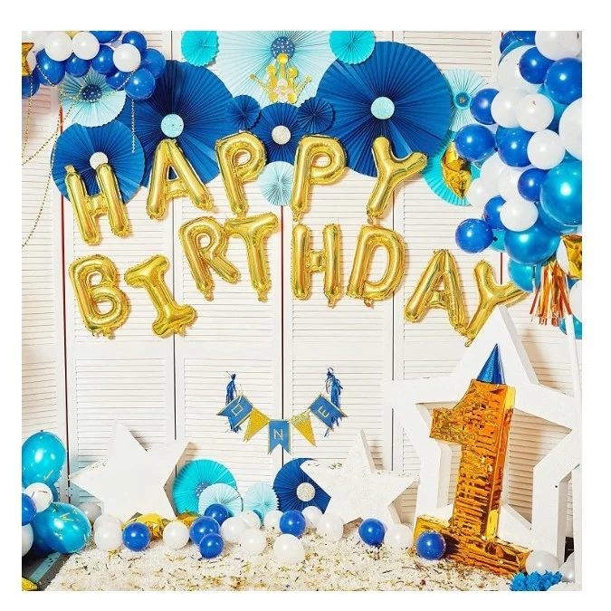 Vivimall fólia lufi szett, Boldog születésnapot, 40 cm, arany