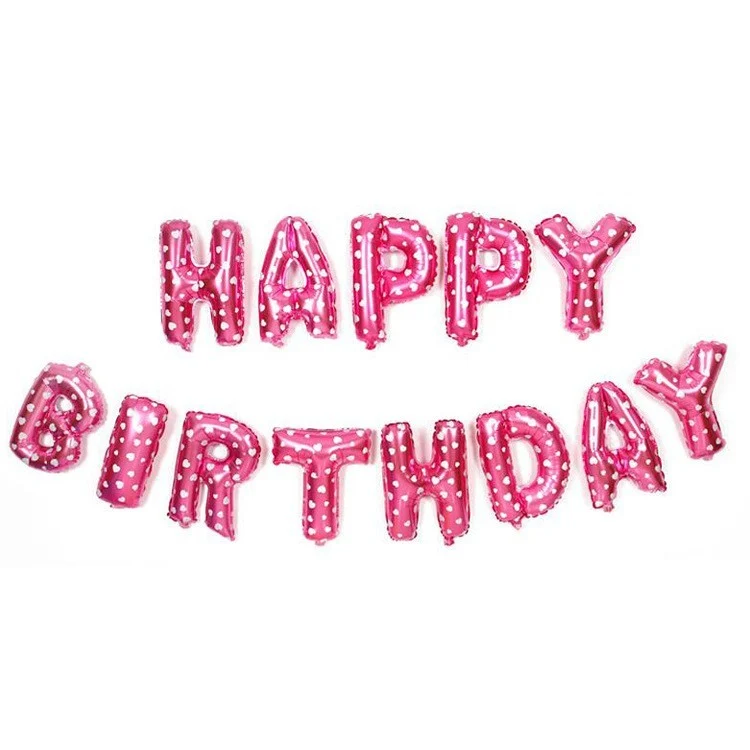 Vivimall fólia lufi szett, Happy Birthday, 40 cm, rózsaszín