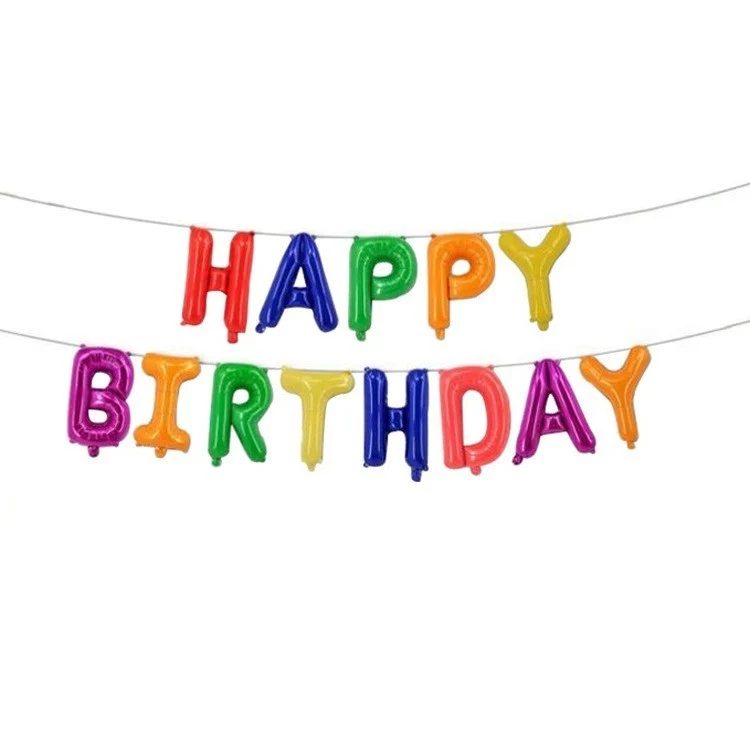 Vivimall fólia lufi szett, Happy Birthday, 40 cm, többszínű