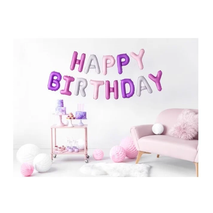 Vivimall fólia lufi szett, Happy Birthday, 40 cm, többszínű