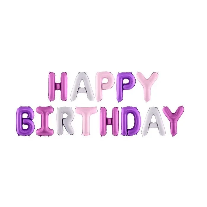 Vivimall fólia lufi szett, Happy Birthday, 40 cm, többszínű