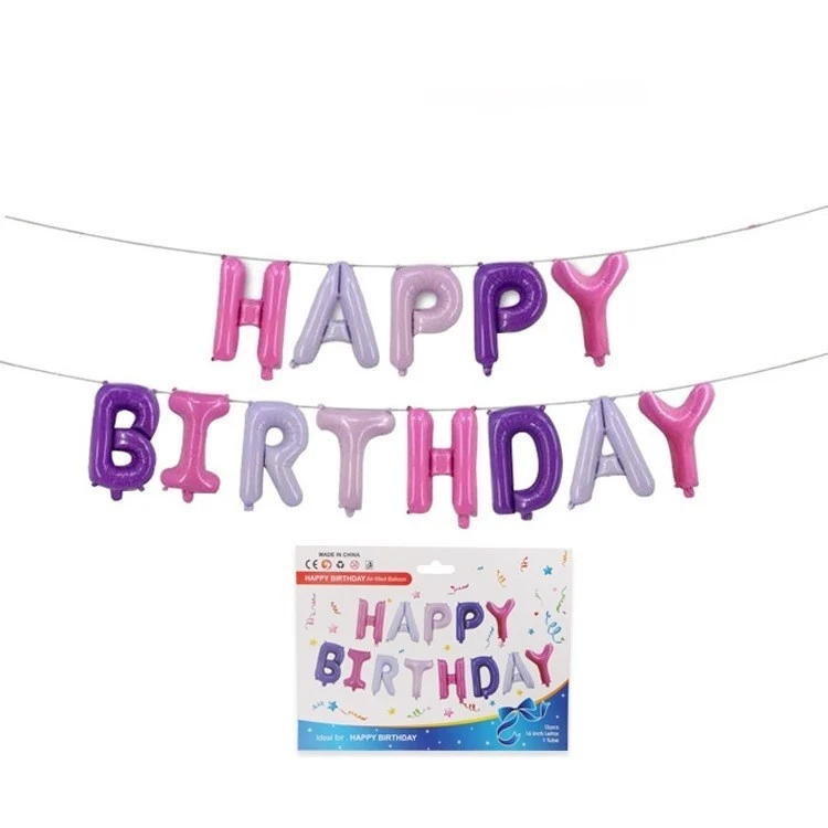 Vivimall fólia lufi szett, Happy Birthday, 40 cm, többszínű