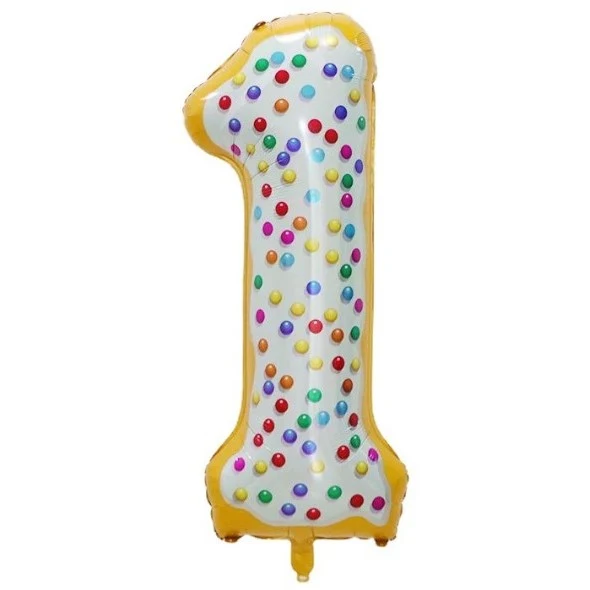 Vivimall fémfólia lufi, számfigura, Candy modell, születésnapi téma, 100 cm, egyedi csomagolás, szívószál mellékelve, leve...
