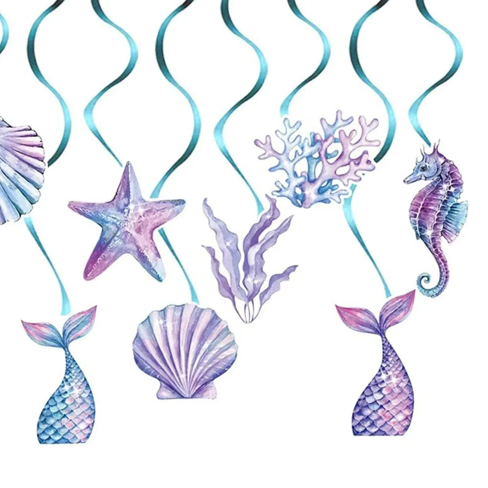 Vivimall sellő party dekoráció szett, 8 darabos, Mermaid kollekció, szalagokkal, többszínű