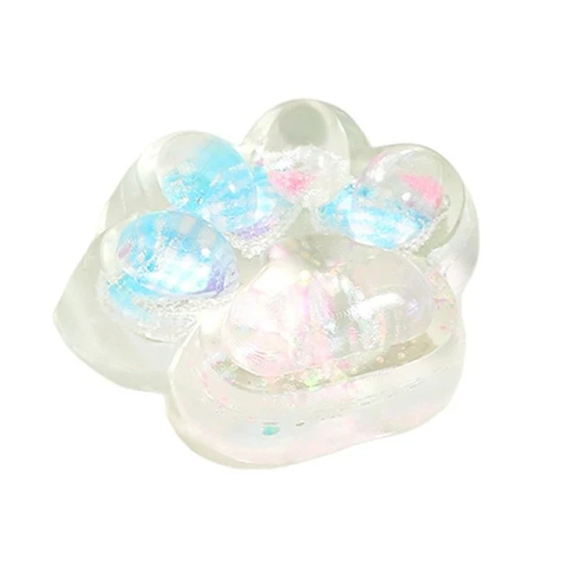 Vivimall Squishy stresszoldó játék, bolyhos macskamancs, lassú visszatérés, 7 x 6,5 cm, szív minta, többszínű