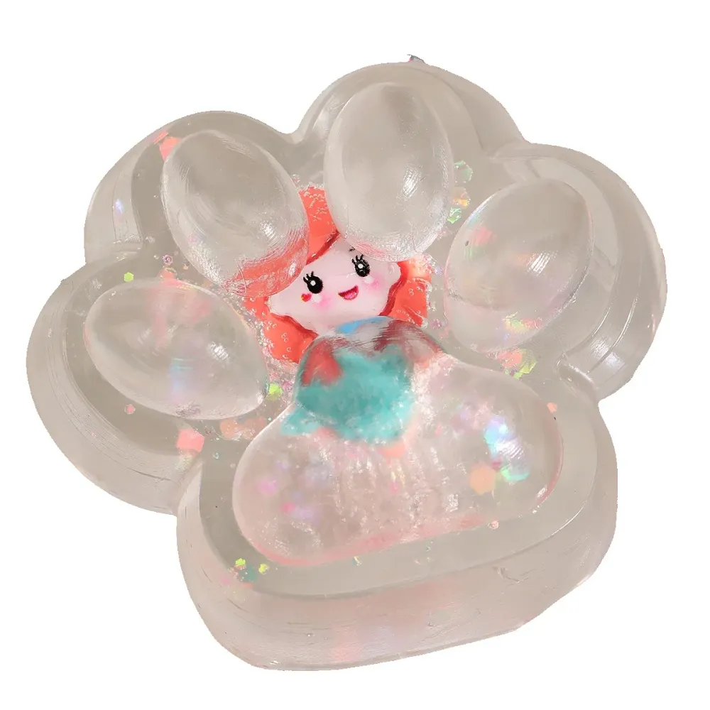 Vivimall stresszoldó Squishy játék, bolyhos macskamancs, lassú visszarúgás, 7 x 6,5 cm, hercegnő modell, többszínű