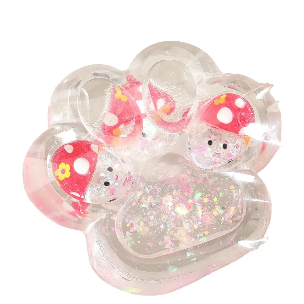 Vivimall Stresszoldó Squishy Játék, Puha Macskamancs, Lassan Visszaálló, 7 x 6.5 cm, Gomba Minta, Többszínű