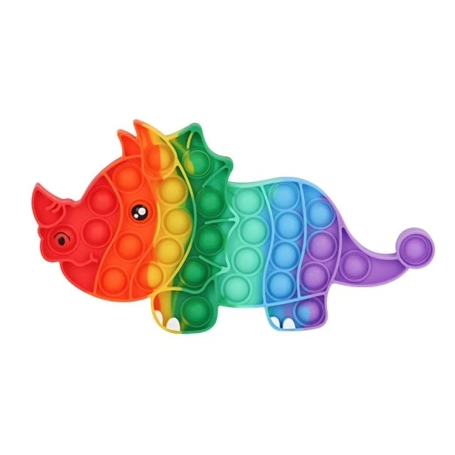 Vivimall, szilikon stresszoldó játék, Pop It Now and Flip It, Triceratops, többszínű