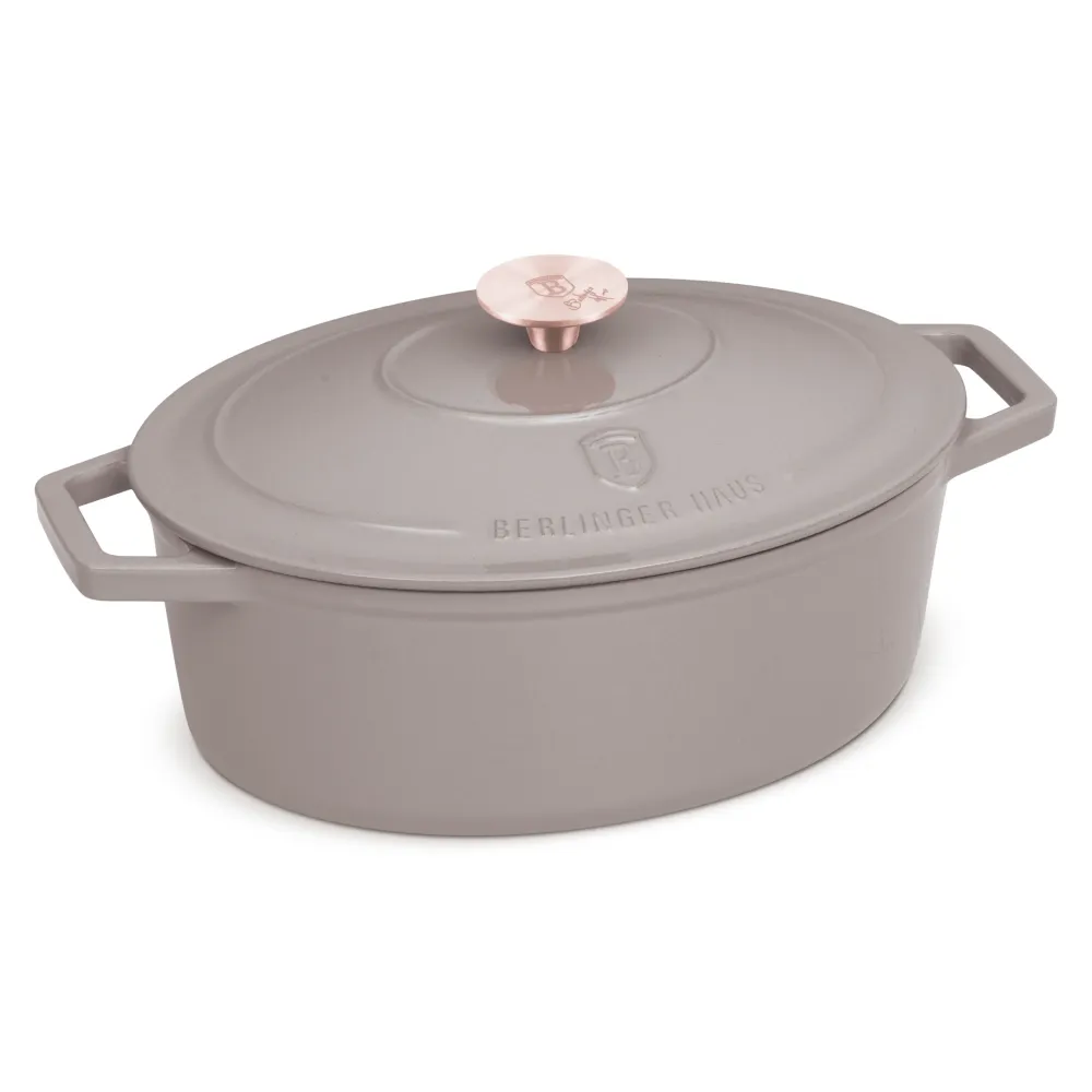 Ovális öntöttvas pecsenyesütő 4,65 L indukciós Berlinger Haus Taupe Collection