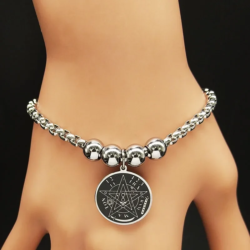 Acél Karkötő Pentagramma Boszorkányság Wicca Karkötő