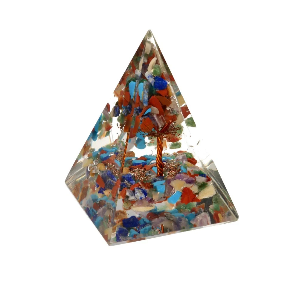7 csakra piramis gyantából, 4 cm