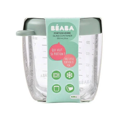 Beaba Üveg ételhordó tartály zárószerkezettel Zsályazöld 250 ml