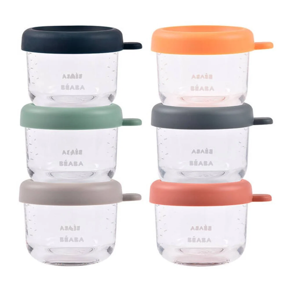 Beaba üveg tégelykészlet zárható 6 x 150 ml Sunrise színkeverékkel