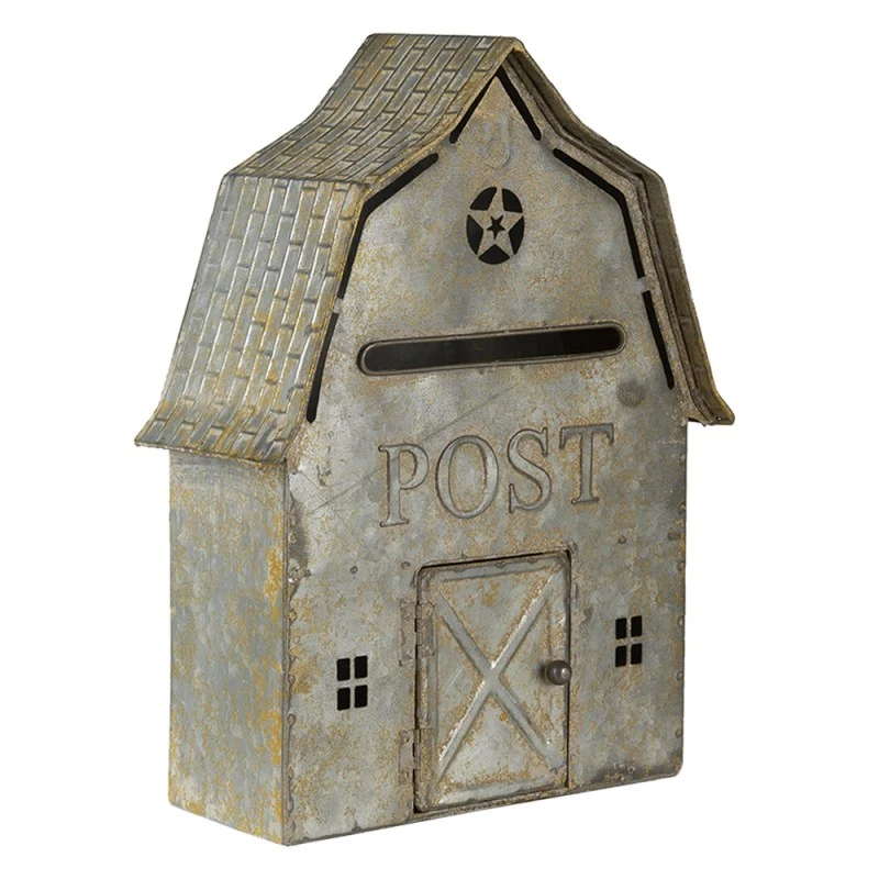 Vintage fém postaláda házikó szürke Post