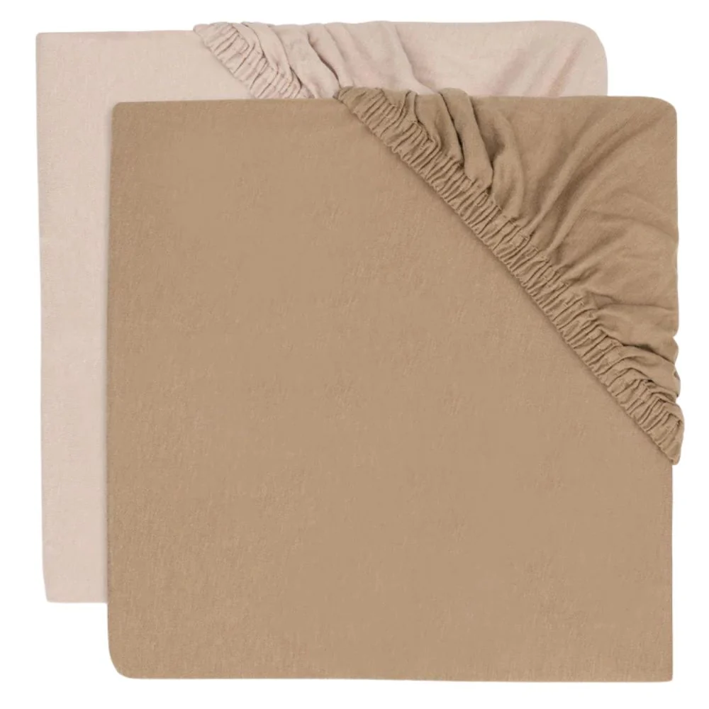 Jollein lepedő elasztikus szalaggal Jersey 60x120cm - Wild Rose Biscuit 2 db