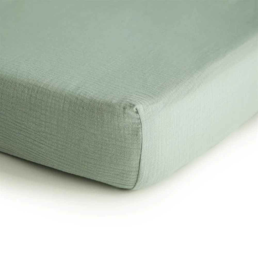 Mushie gyermekágyi lepedő 60 x 120 Roman Green Medium