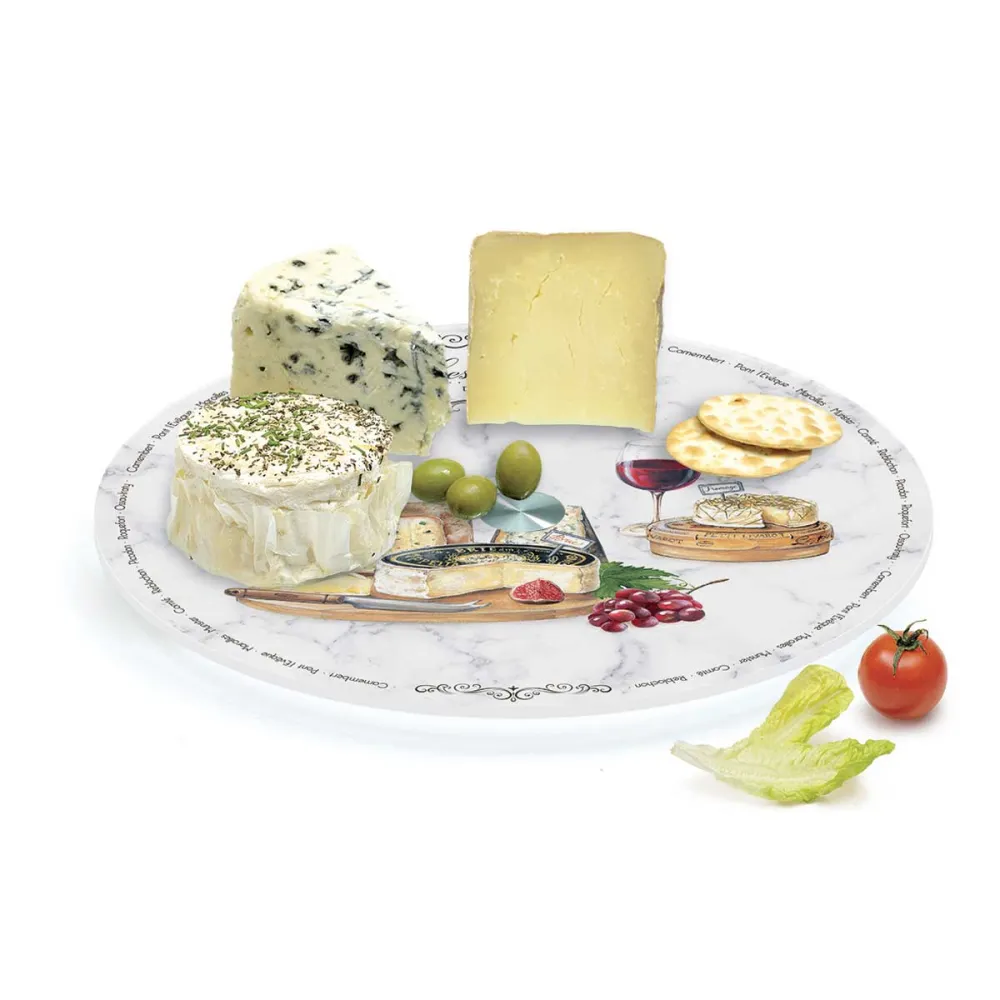 Forgó sajtkínáló üvegtál Les Fromages