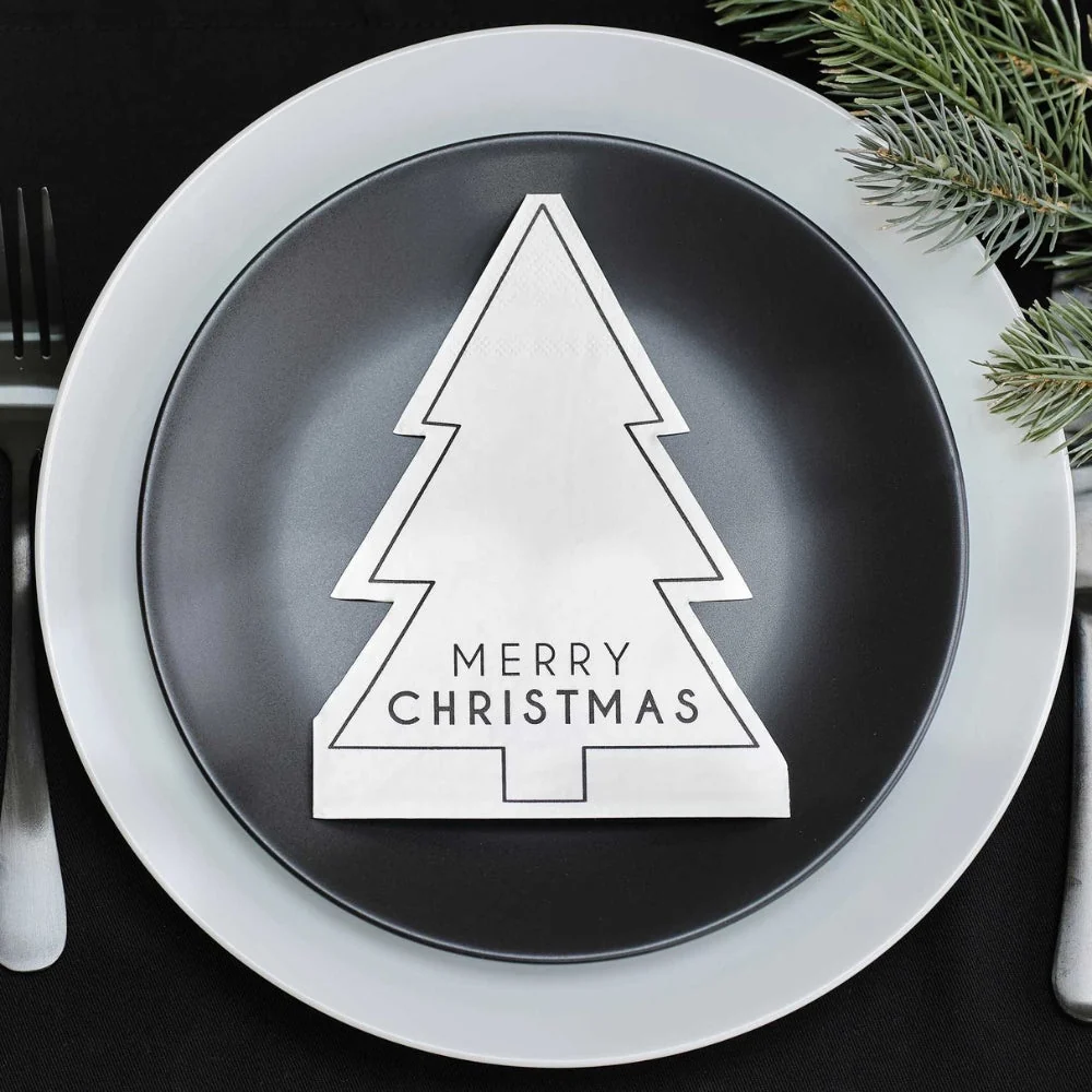 Gingerray karácsonyi szalvéták fekete-fehér Merry Christmas