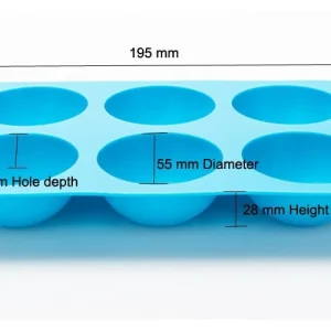 Silicone 6 Large Half Sphere Mould (13.3cm x 19.5cm)