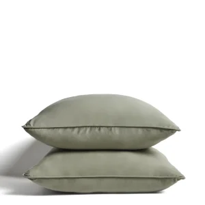 Sirale 2 darabos 100% pamut szatén párnahuzat készlet, mosott zöld felülettel 65 x 65cm