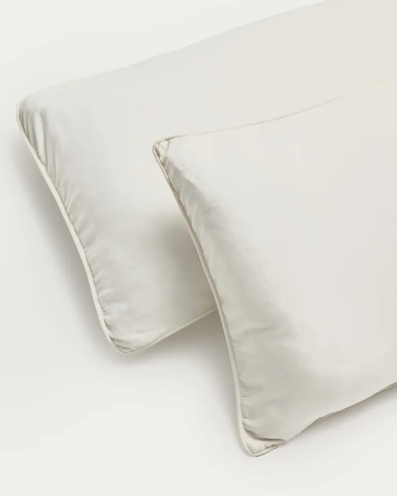 Sirale készlet 2 db 100% pamut szatén párnahuzat mosott fehér befejezéssel 50 x 80cm
