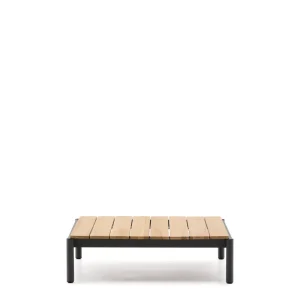 Sorells kávéasztal szürke alumíniummal és teakfa topal 89 x 91 cm FSC 100%
