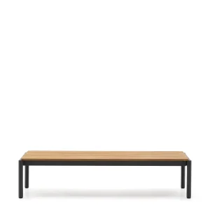 Sorells kávéasztal szürke alumíniummal és teakfa topal 63 x 144,6 cm FSC 100%