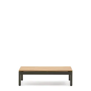 Sorells kávéasztal zöld alumíniummal és teakfa topal 52,4 x 91 cm FSC 100%
