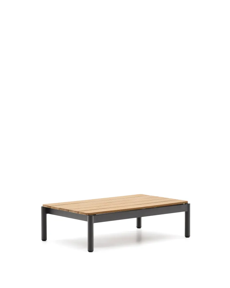 Sorells kávézóasztal szürke alumíniummal és teakefával, 52,4 x 91 cm FSC 100%