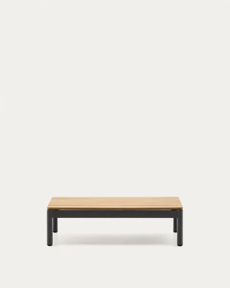 Sorells kávézóasztal szürke alumíniummal és teakefával, 52,4 x 91 cm FSC 100%