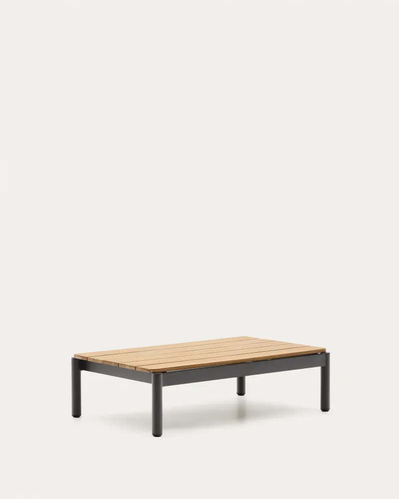 Sorells kávézóasztal szürke alumíniummal és teakefával, 52,4 x 91 cm FSC 100%