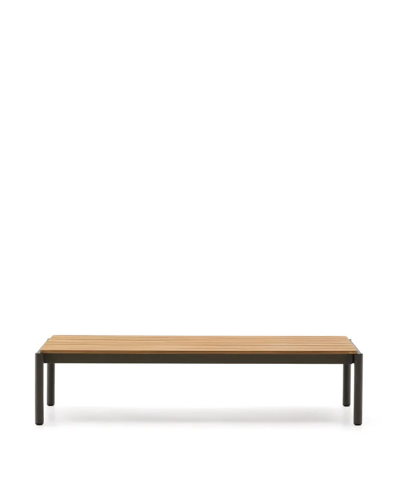 Sorells kávézóasztal zöld alumíniummal és teakefával, 63 x 144,6 cm FSC 100%