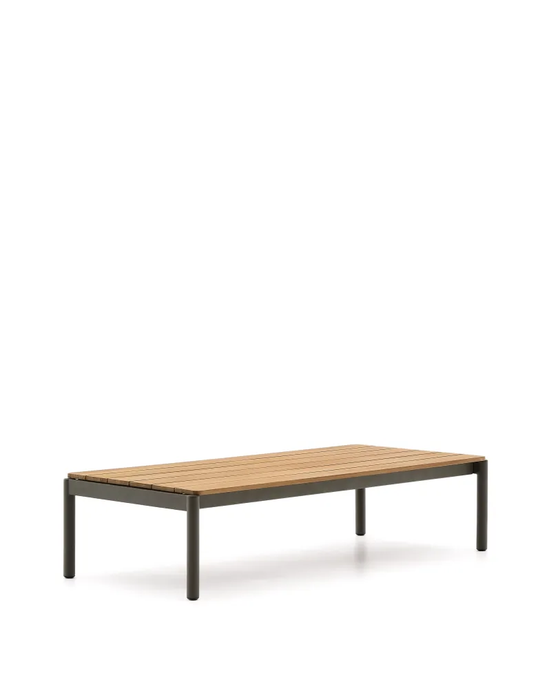 Sorells kávézóasztal zöld alumíniummal és teakefával, 63 x 144,6 cm FSC 100%