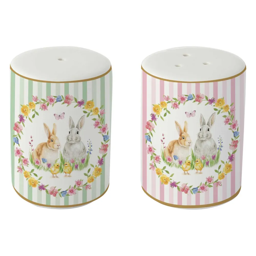 Húsvéti nyuszis porcelán só- borszóró szett Happy Easter