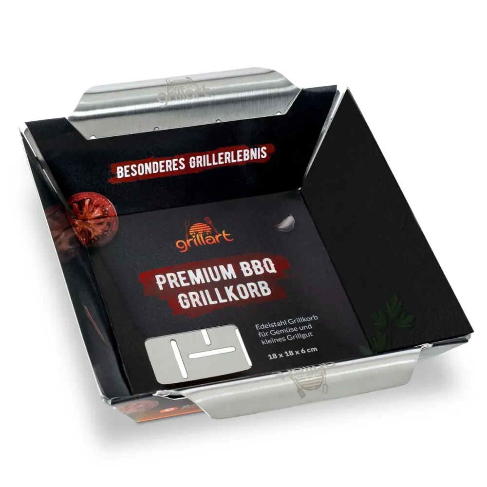 Rozsdamentes XL grillkosár – egyenletes sütés zöldséghez és halhoz