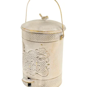 Pedálos fém szemetes madaras tetővel vintage stílus