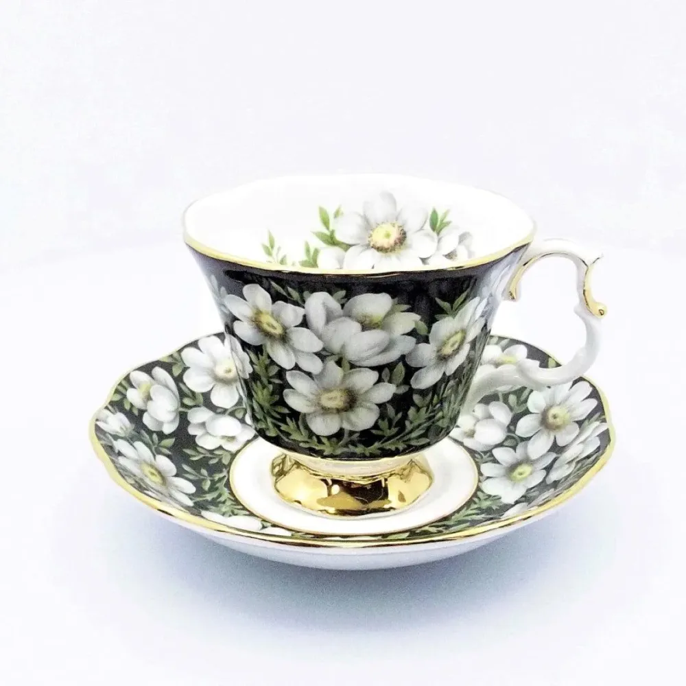 Royal Albert teáscsésze Mountain Avens angol porcelán zománc dekoráció arany bevonatú virág -S885-4